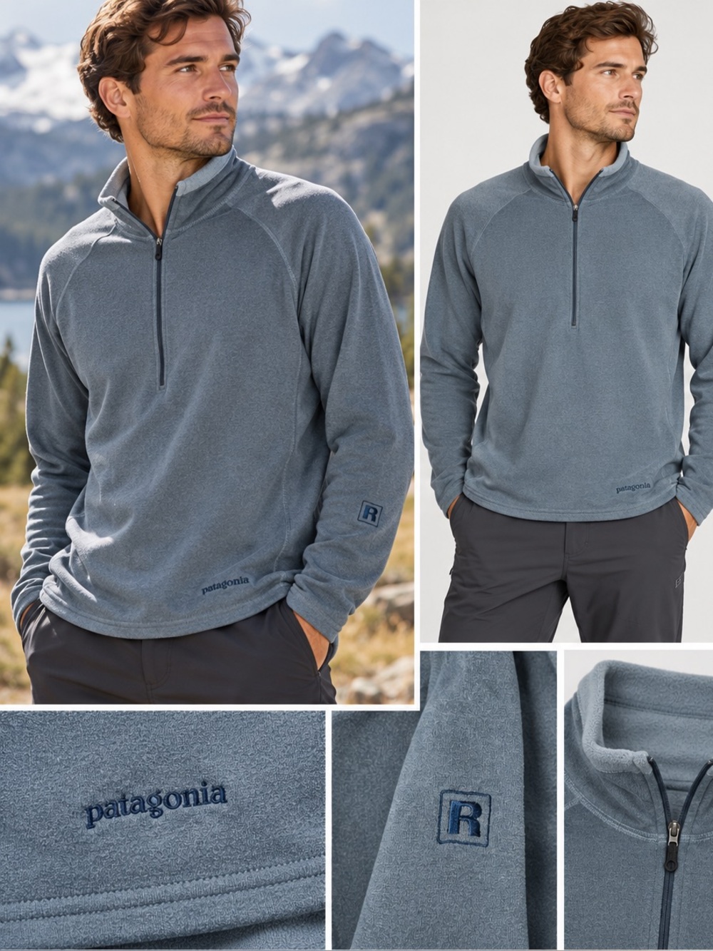 Patagonia R.5 Fleece 1/4 Zip Pullover Men’s L Gray Blue Regulator